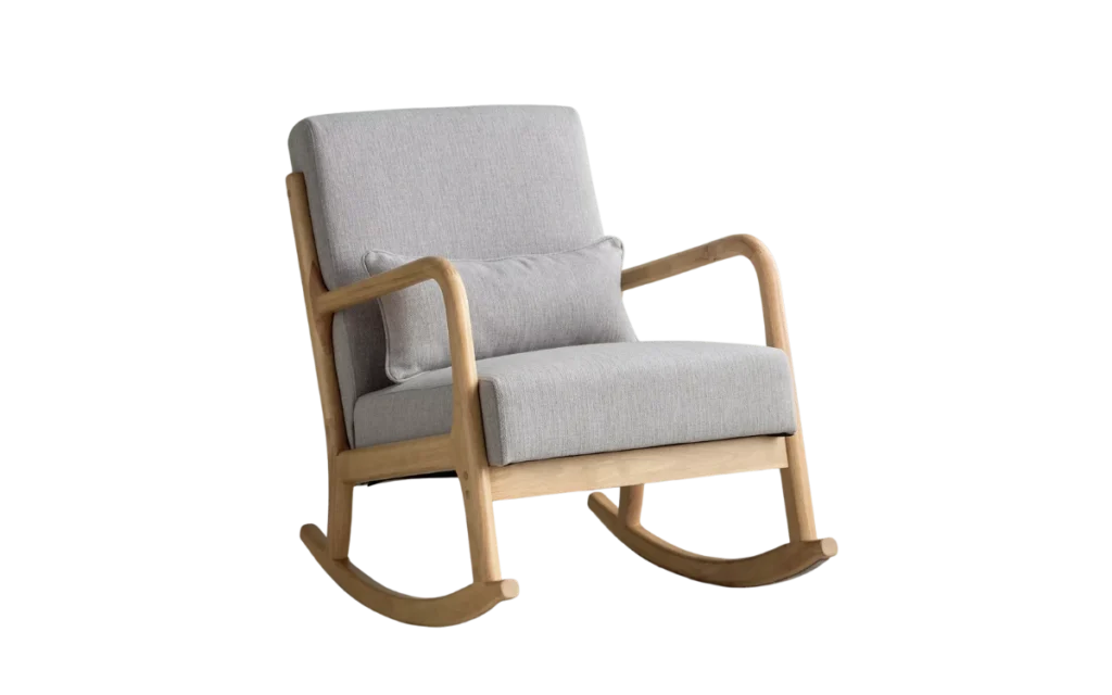 Grey Eli Fabric Rocking Armchair in living room