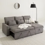 Misha Corner Sofa Bed side view in brown