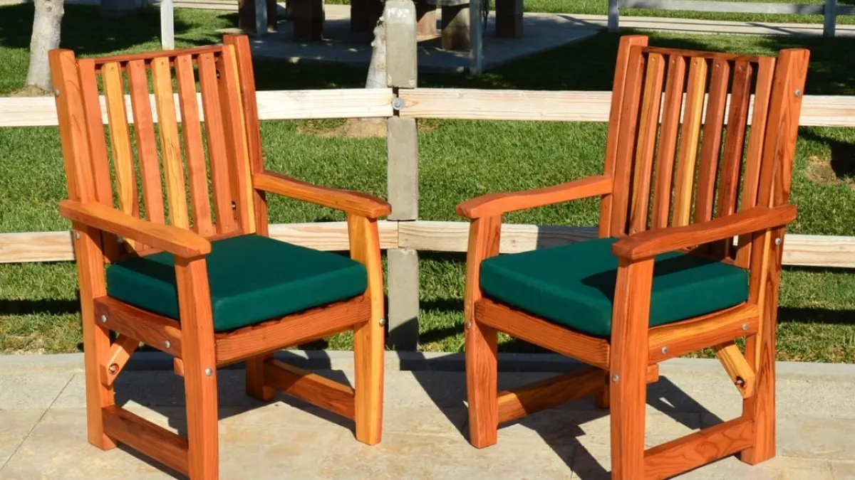 Custom outdoor wooden chairs with cushions in Dubai