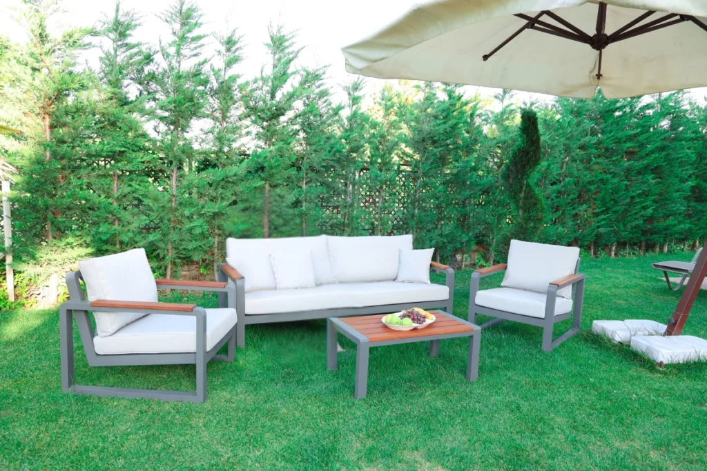 Modern garden seating area set up in a Dubai home