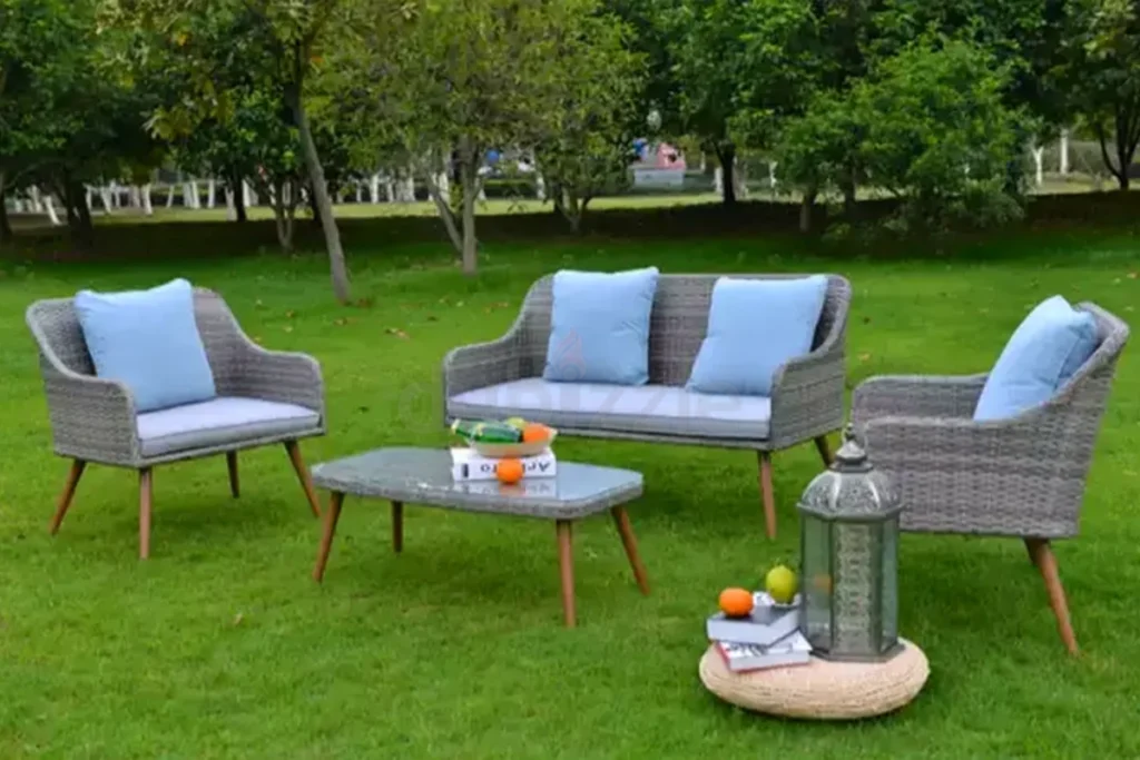 Outdoor dining furniture set placed in a Dubai garden