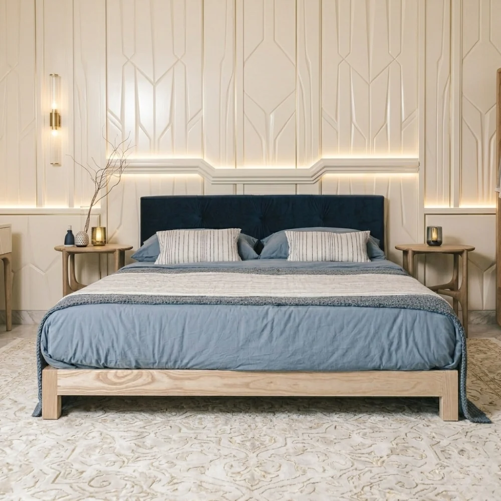 Luxury bedroom with PVC paneling.