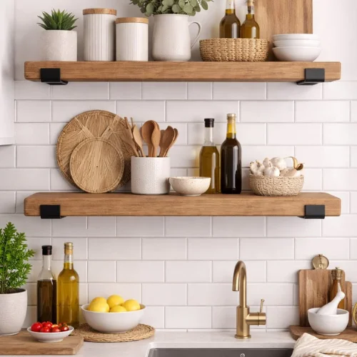 Modern floating wall shelves in Dubai.