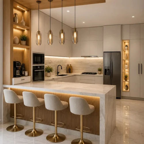 Custom modern kitchen cabinets in Dubai, UAE.