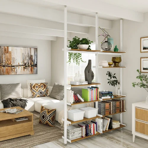 Bookshelf divider installed in a Dubai space