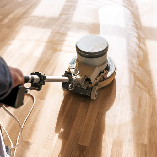 Floor polishing service performed in a Dubai home