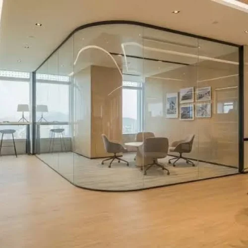 Smart glass partition installed in a Dubai space