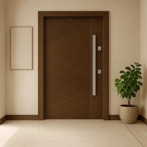 Solid wood door frame installed in a Dubai home