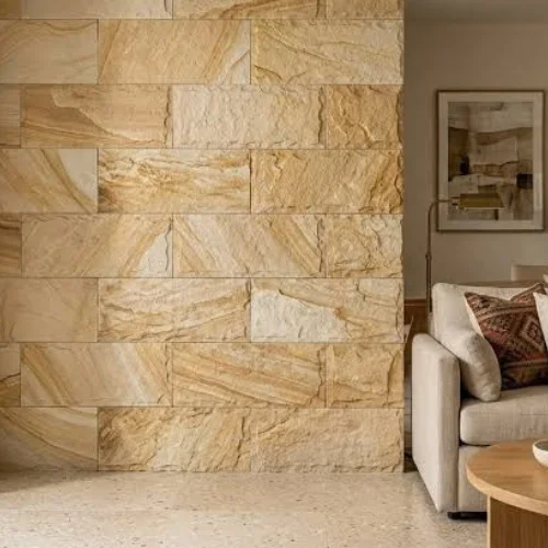Stone cladding installed in a Dubai space