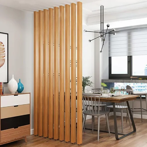 Wood divider installed in a Dubai space