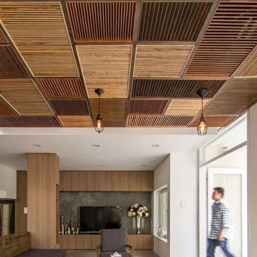Wood ceiling design for classic interiors