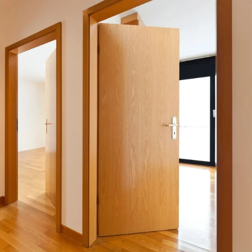 Wooden door installed at a Dubai home entrance
