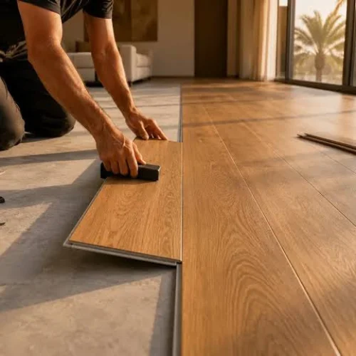 Flooring installation in progress at a Dubai home