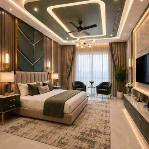 Ceiling design installed in a Dubai bedroom