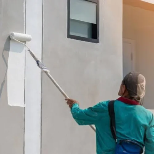 Exterior wall painting completed on a Dubai property
