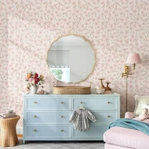 Floral wallpaper installed in a Dubai home