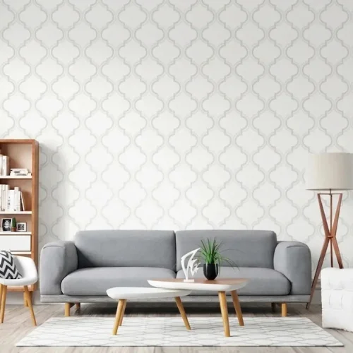 Geometric wallpaper installed in a Dubai home