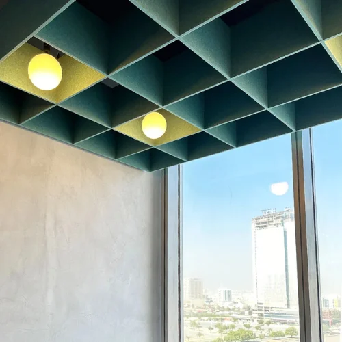 Grid ceiling installed in a Dubai space