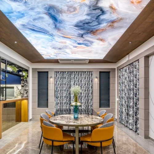 Stretch ceiling installed in a Dubai home